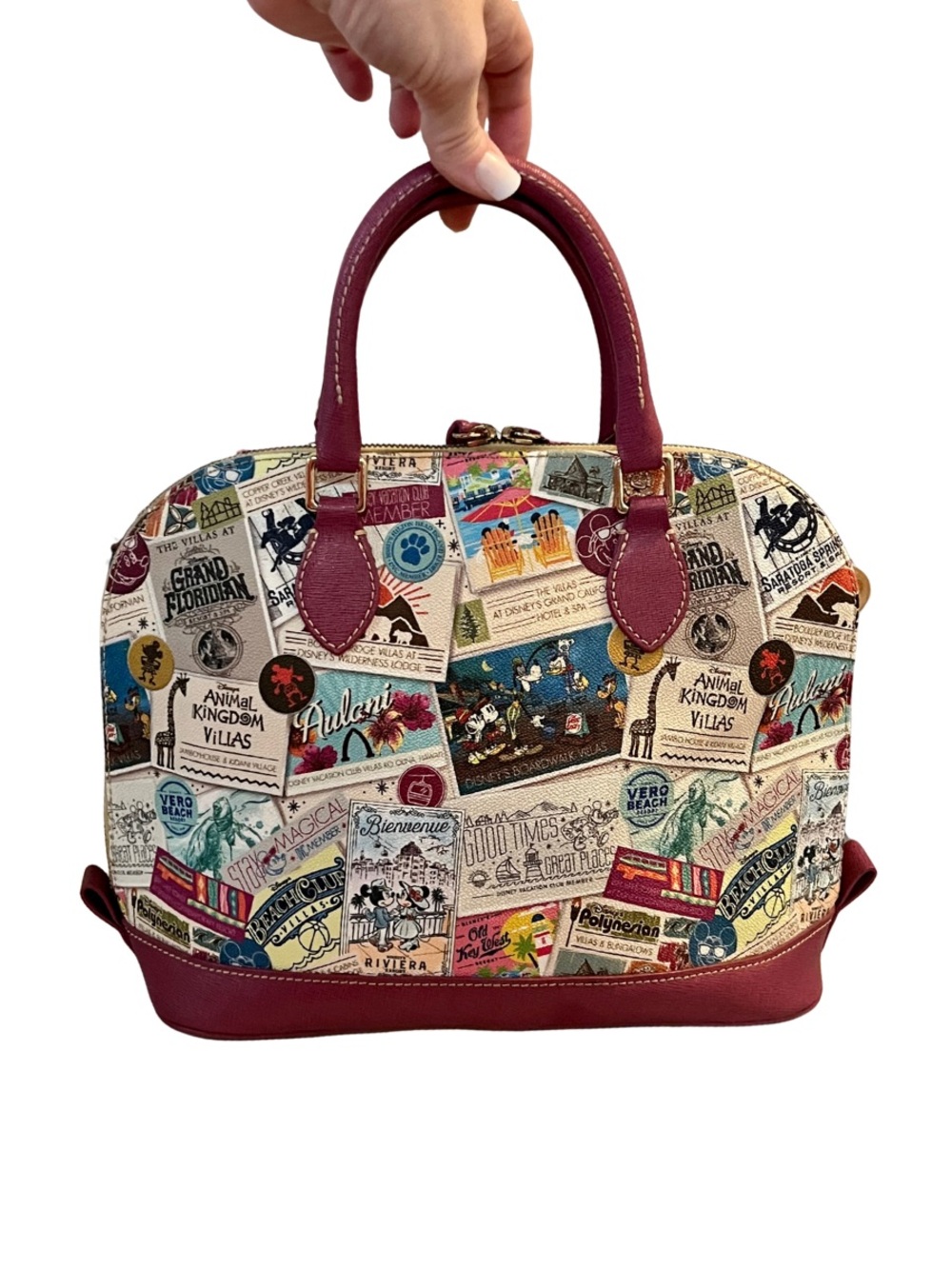 Disney Parks Dooney & Bourke DVC Resort Stamps Satchel Bag - EUC - Picture 2 of 10